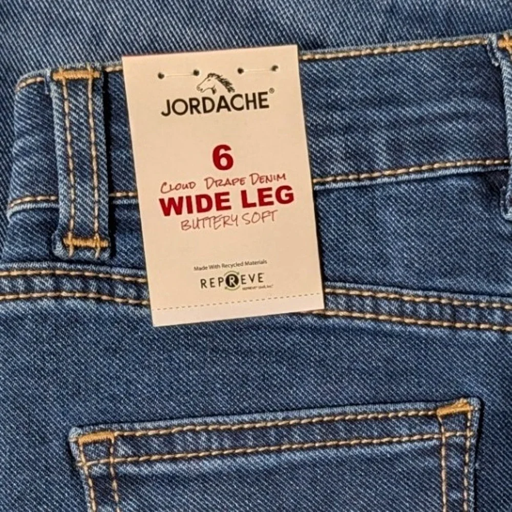 Jordache Girls Cloud Drape Denim Wide Leg Jeans Adjustable Waist Size 6 Dark